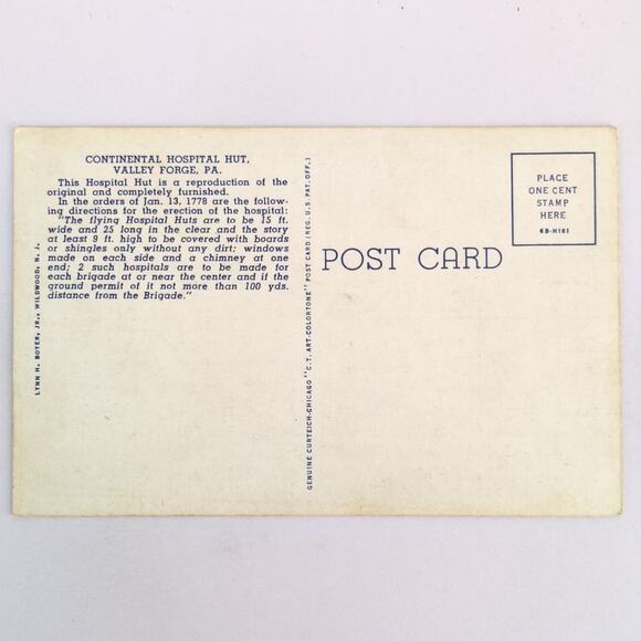 Continental Hospital Hut Valley Forge PA 1930s Linen Postcard Cabin Historical - Picture 2 of 2